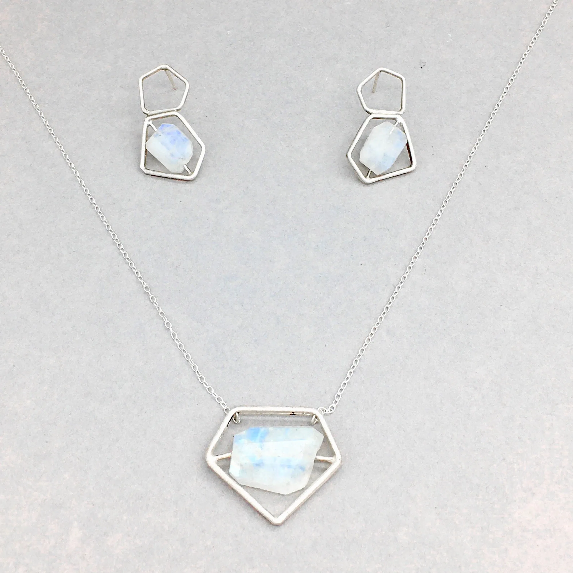 Goddess Power Pendant Handmade with Sterling Silver and Rainbow Moonstone
