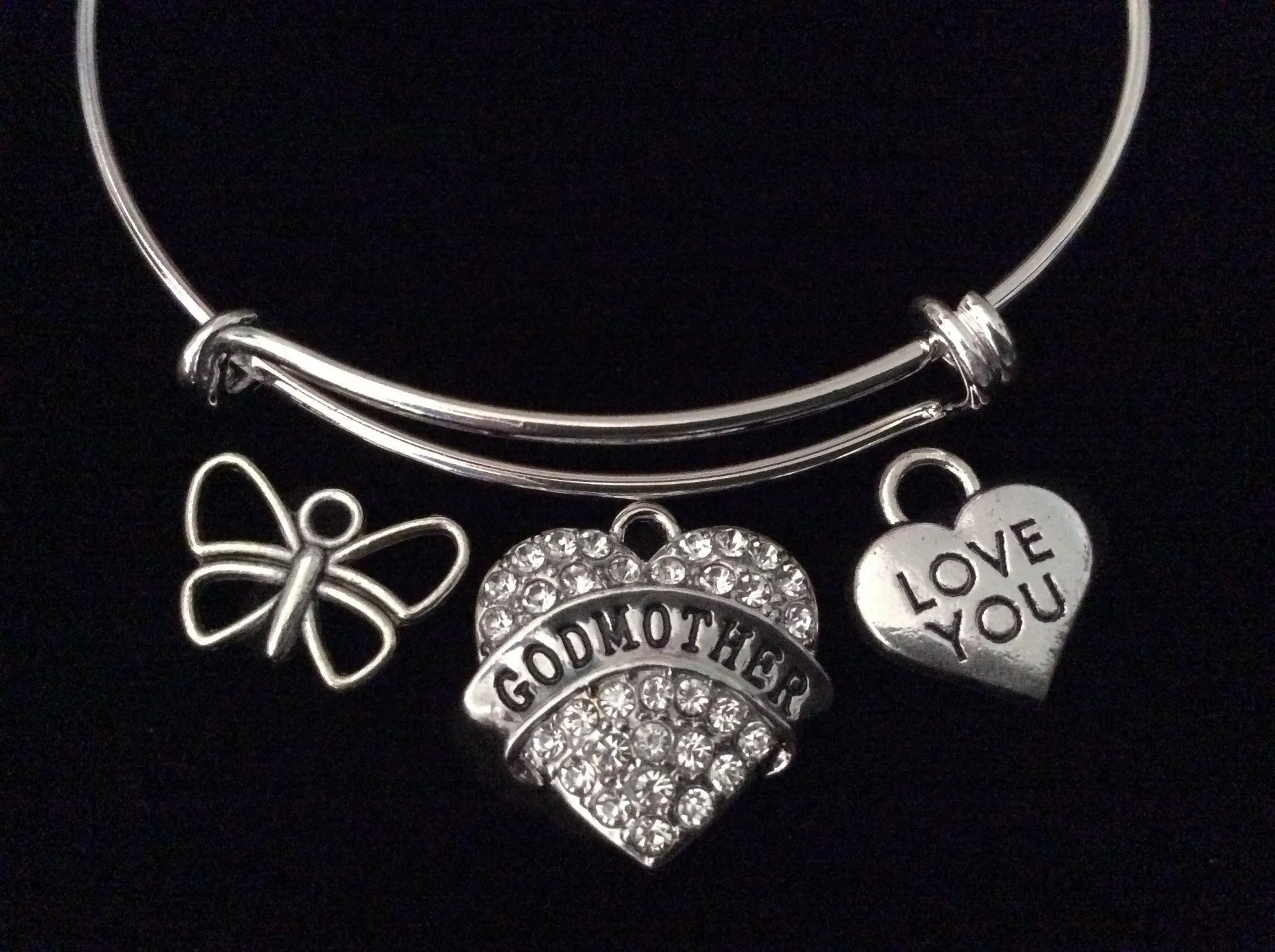 Godmother I Love You Mothers Day Special Expandable Charm Bracelet Silver Adjustable Bangle Trendy Gift