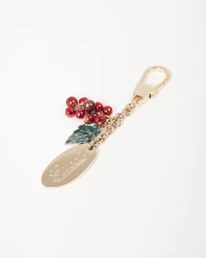 Gucci Gold-Tone Holly Red Berry Bag Charm/KeyChain