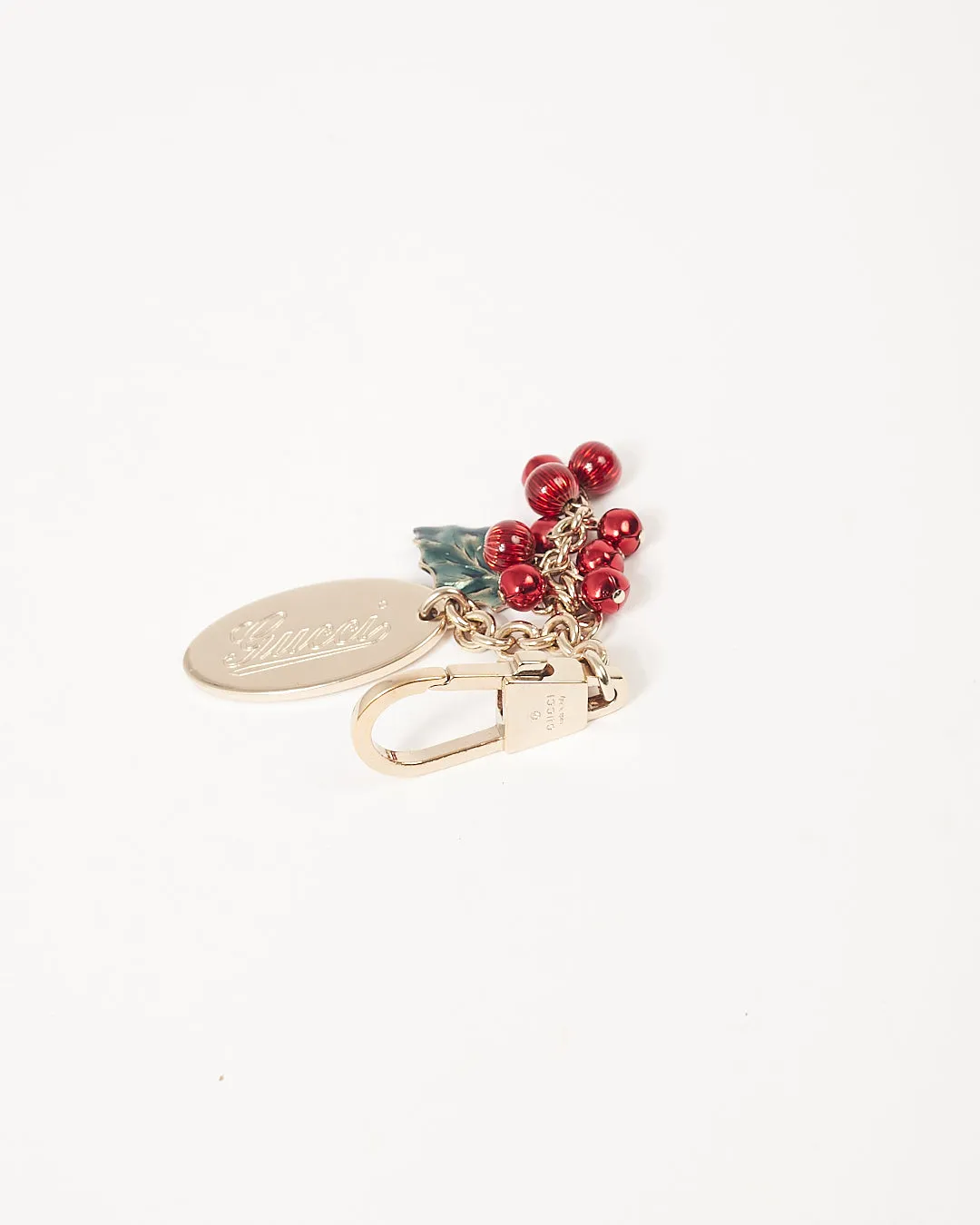 Gucci Gold-Tone Holly Red Berry Bag Charm/KeyChain