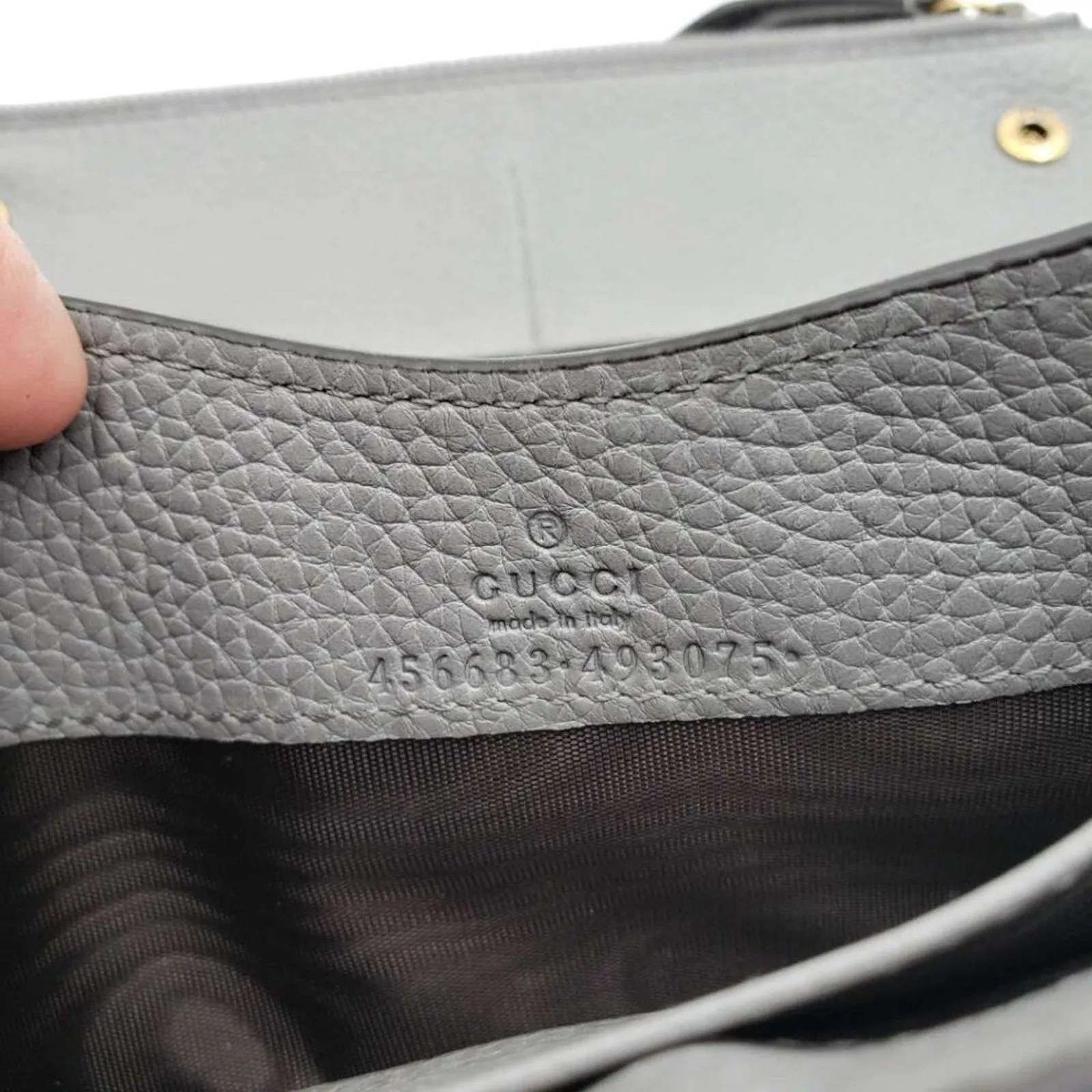 GUCCI Pink&Grey W/P Leather Clutch Bag
