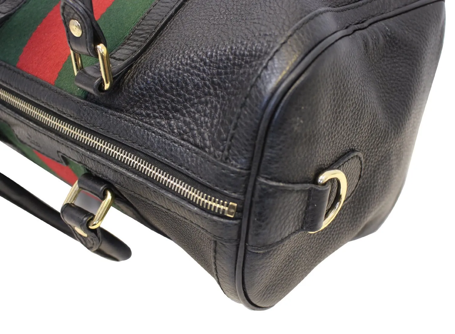 GUCCI Vintage Web Medium Boston Bag with Signature Web