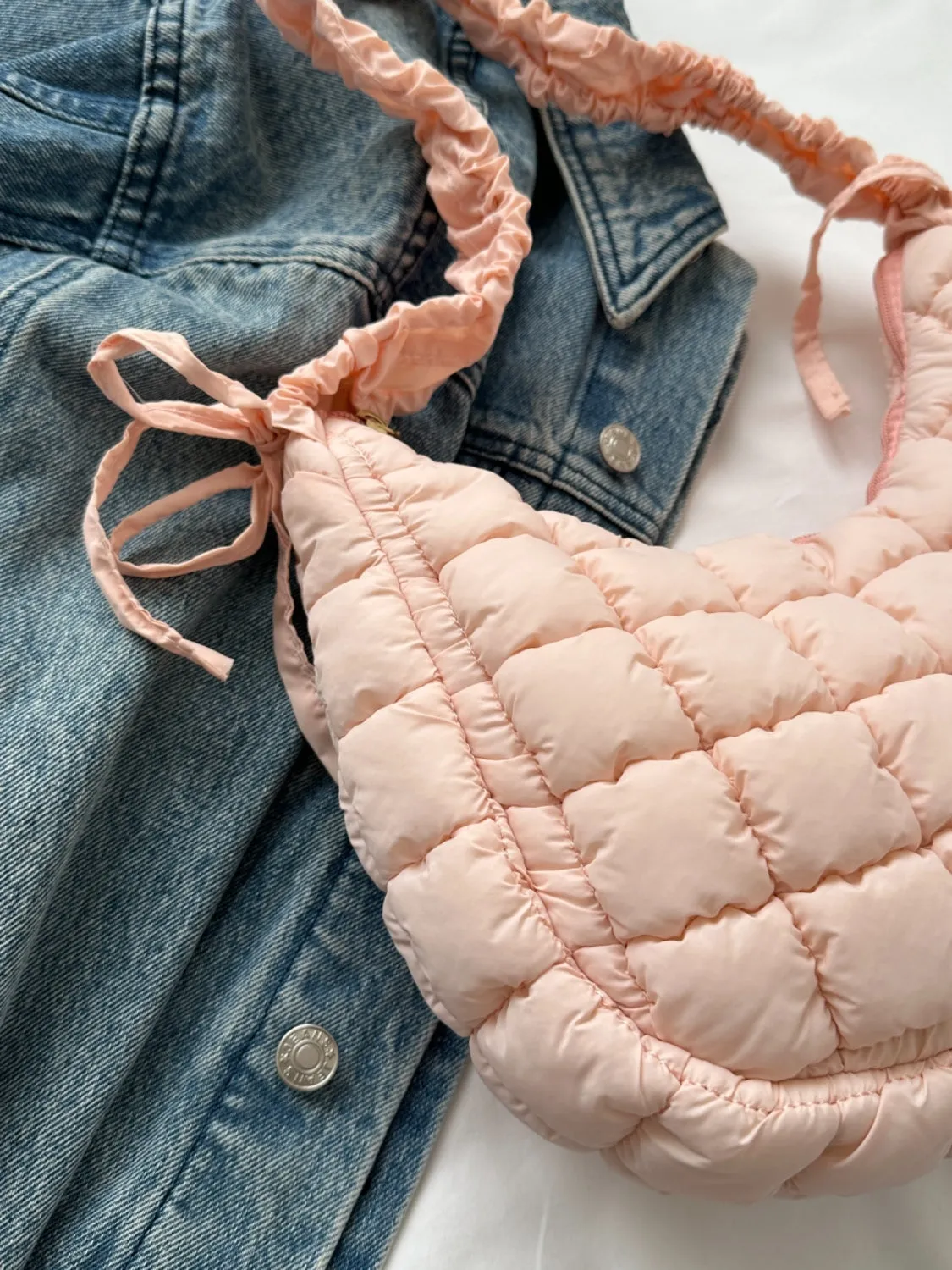 Hazel Blues® |  Bubble Texture Ruched Strap Quilted Shoulder Bag
