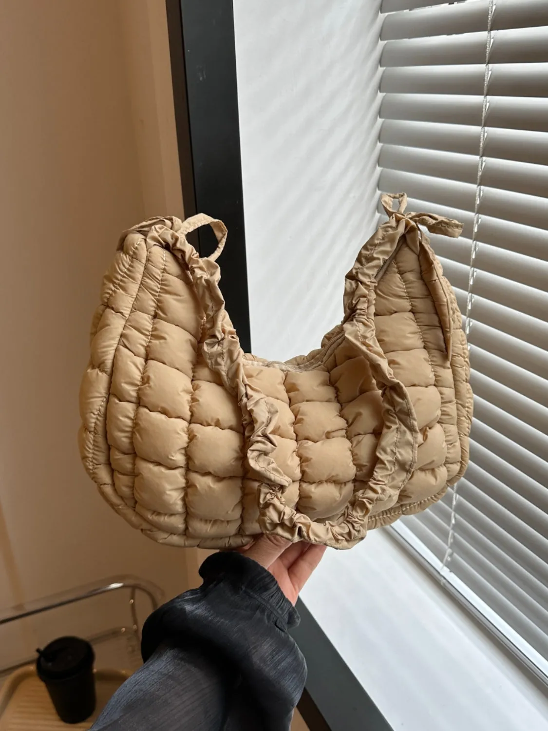 Hazel Blues® |  Bubble Texture Ruched Strap Quilted Shoulder Bag