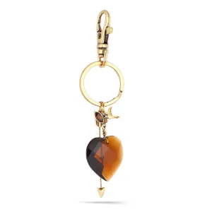 HEART SMOKEY STONE GOLD ARROW  BAG CHARMS PINS & ACCS. #155BR8101 (4B5)