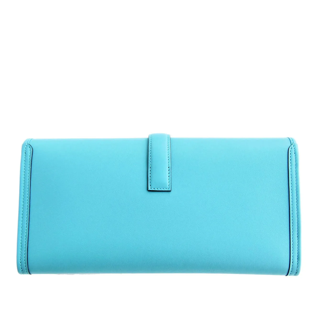 Hermes Blue Atoll Jige Elan 29cm Swift Clutch Bag