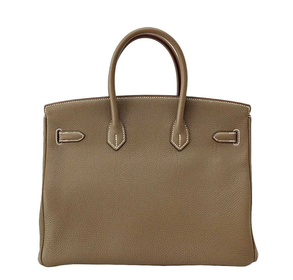Hermès Etoupe Togo Birkin 35 Bag GHW