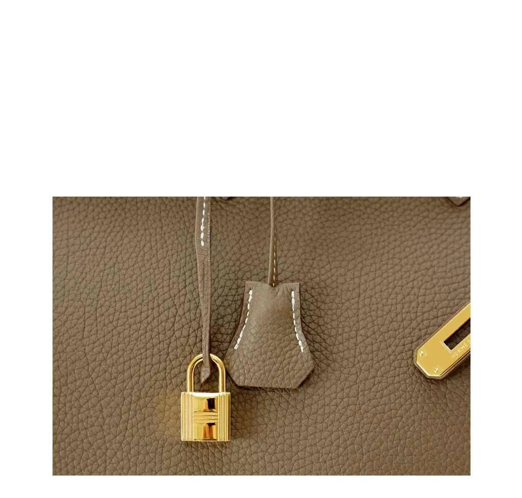 Hermès Etoupe Togo Birkin 35 Bag GHW