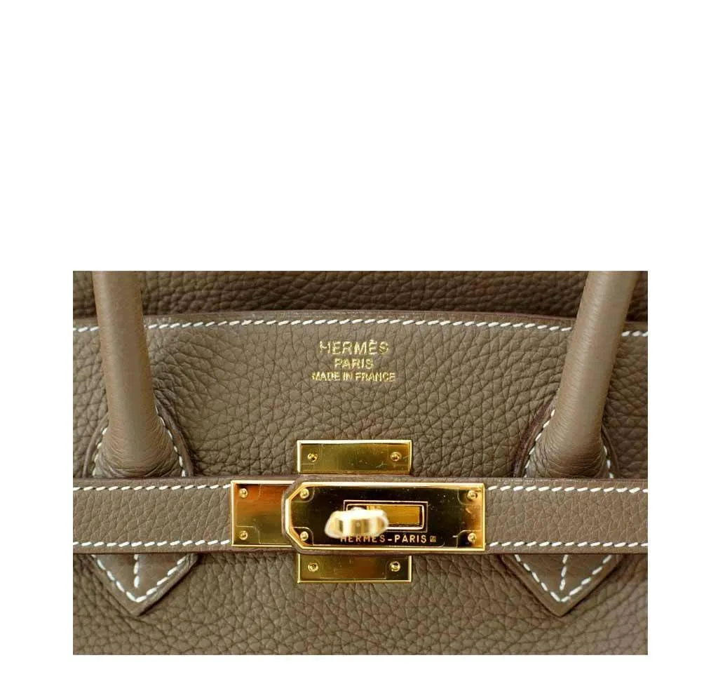 Hermès Etoupe Togo Birkin 35 Bag GHW