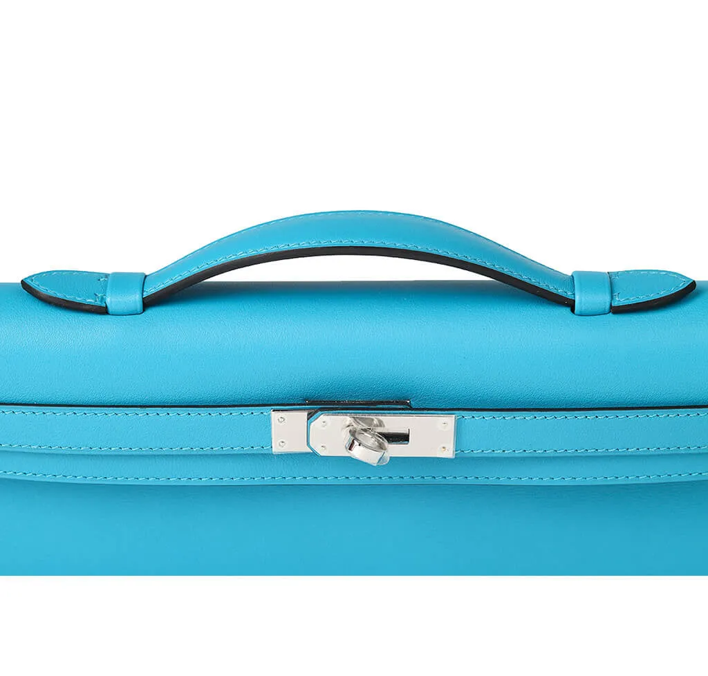 Hermès Kelly Cut Bag Turquoise Swift