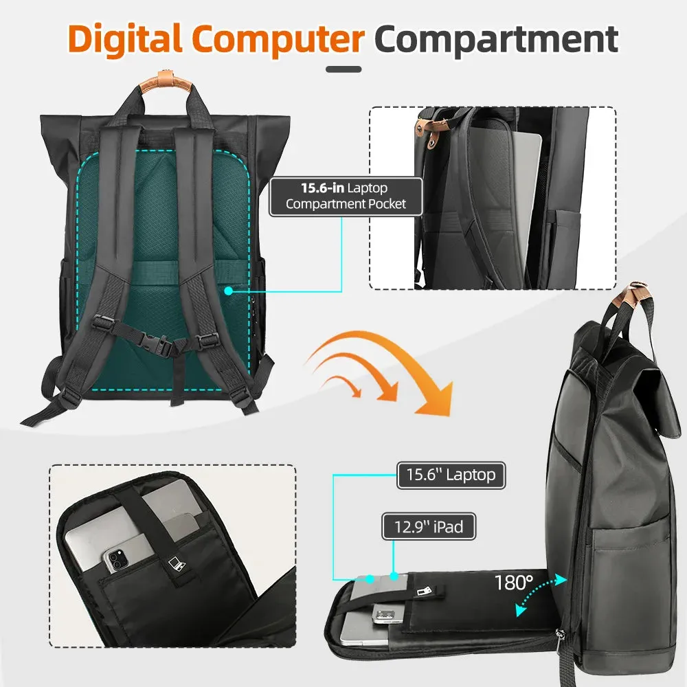 HEROIC KNIGHT 8070B Expandable Laptop Bag & Business Backpack with USB Charger