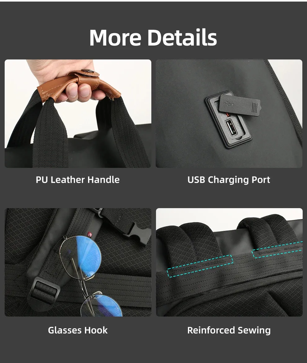 HEROIC KNIGHT 8070B Expandable Laptop Bag & Business Backpack with USB Charger