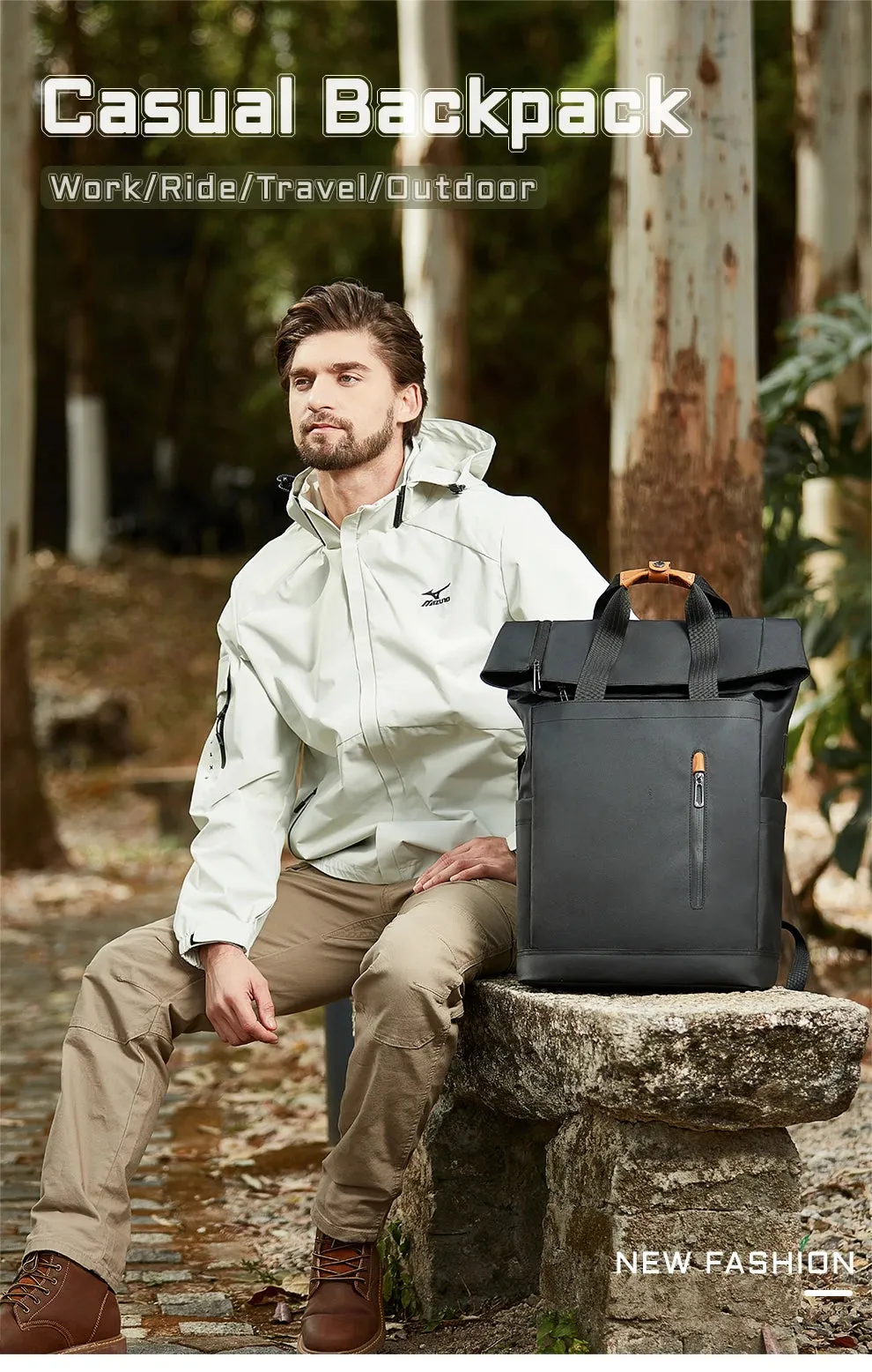 HEROIC KNIGHT 8070B Expandable Laptop Bag & Business Backpack with USB Charger