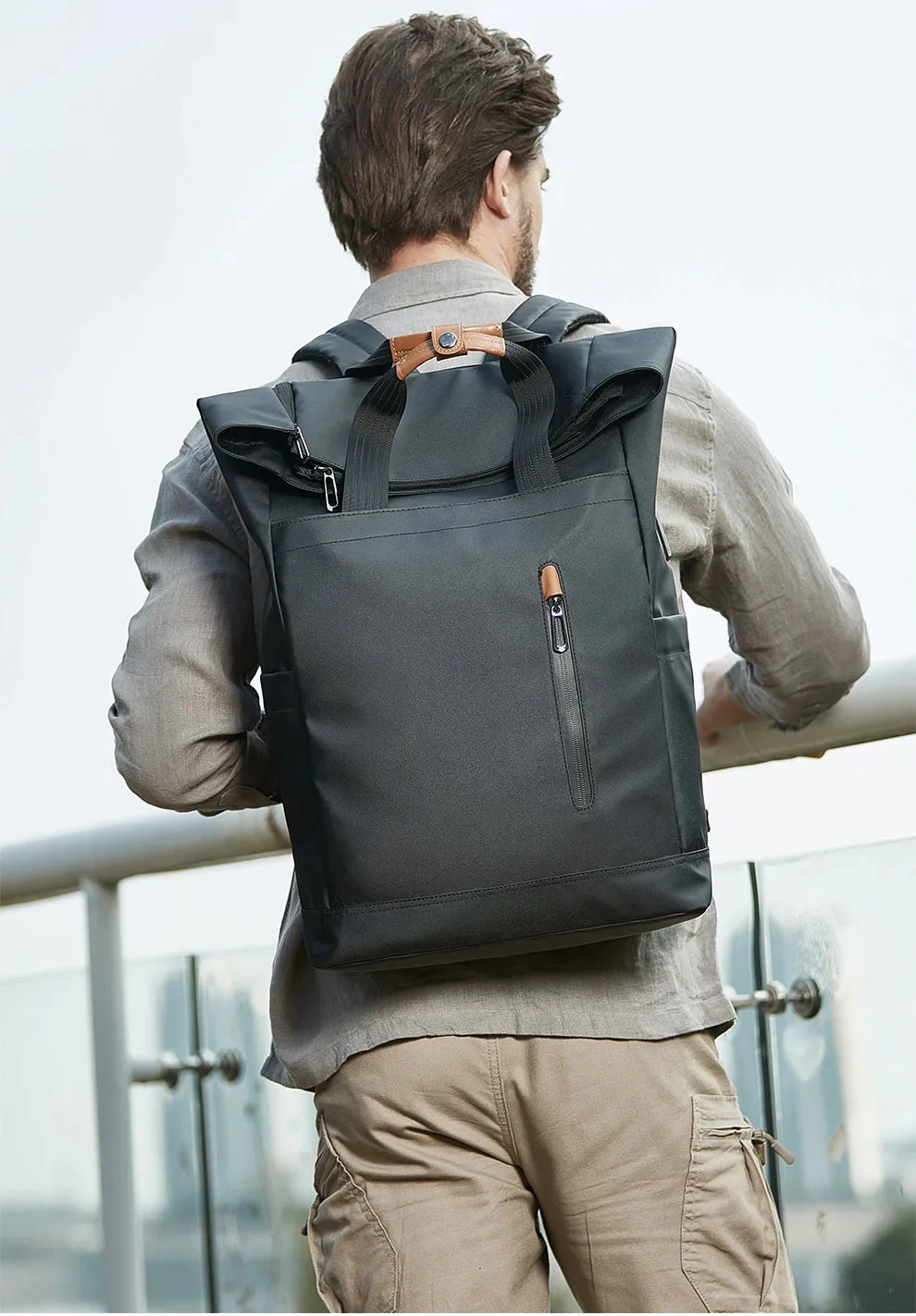 HEROIC KNIGHT 8070B Expandable Laptop Bag & Business Backpack with USB Charger