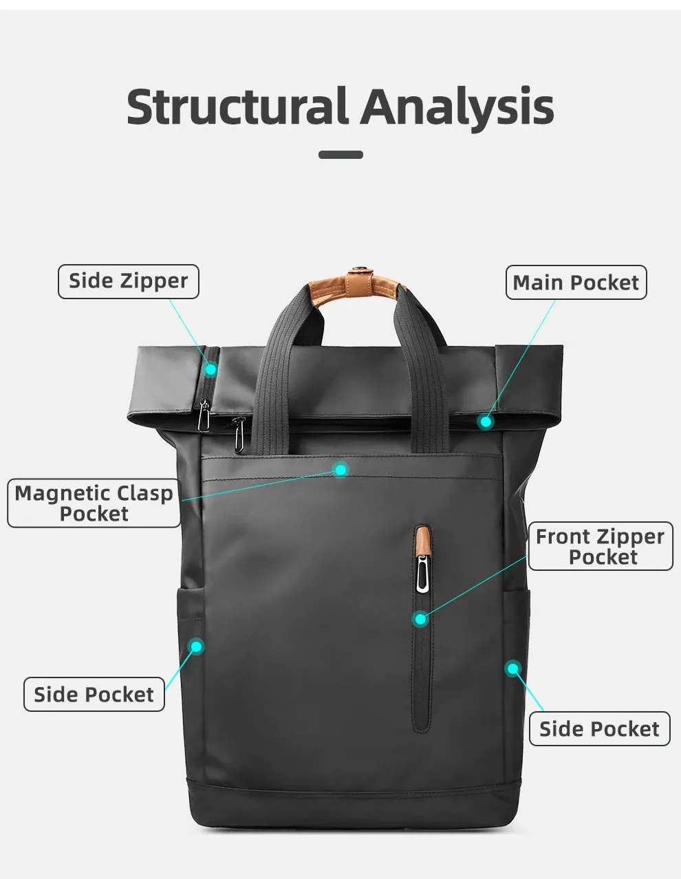HEROIC KNIGHT 8070B Expandable Laptop Bag & Business Backpack with USB Charger