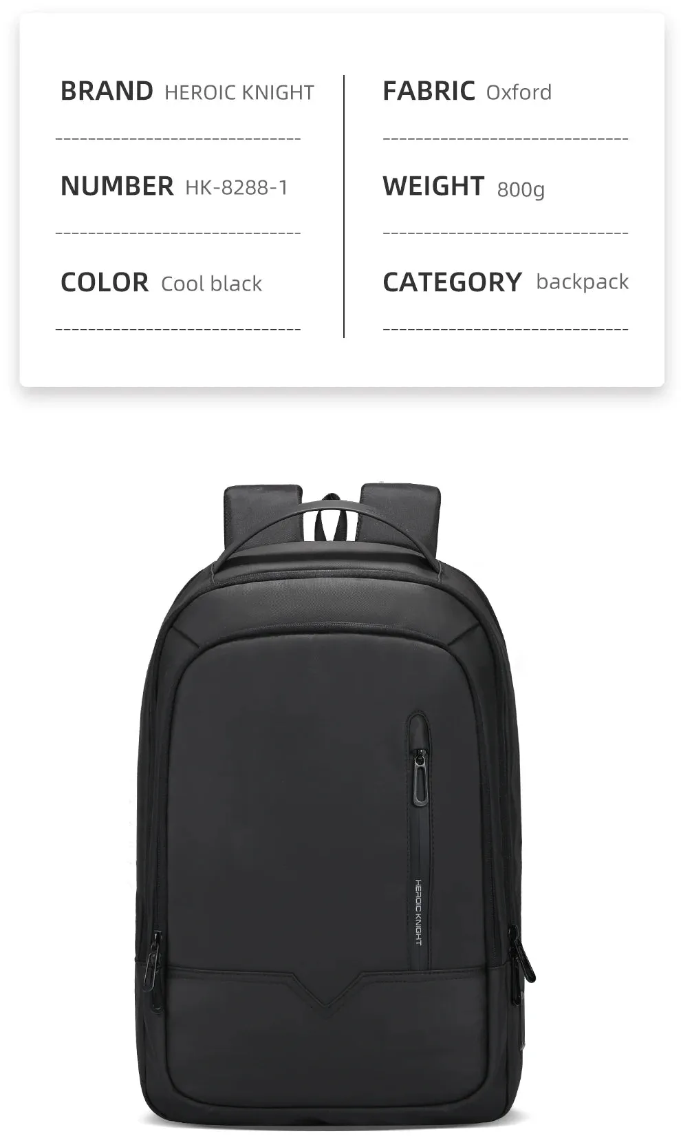 HEROIC KNIGHT 8228TB Expandable Laptop Bag & Business Backpack with USB Charger