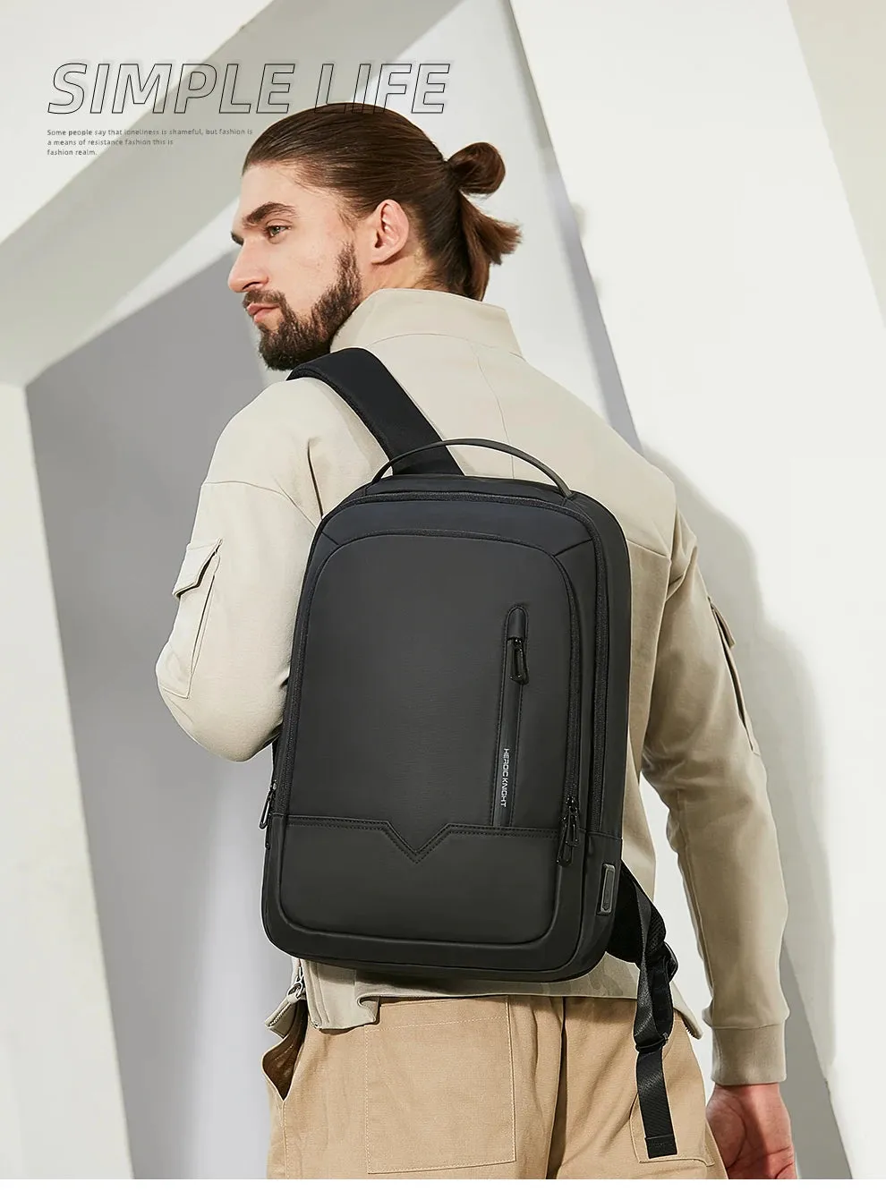 HEROIC KNIGHT 8228TB Expandable Laptop Bag & Business Backpack with USB Charger