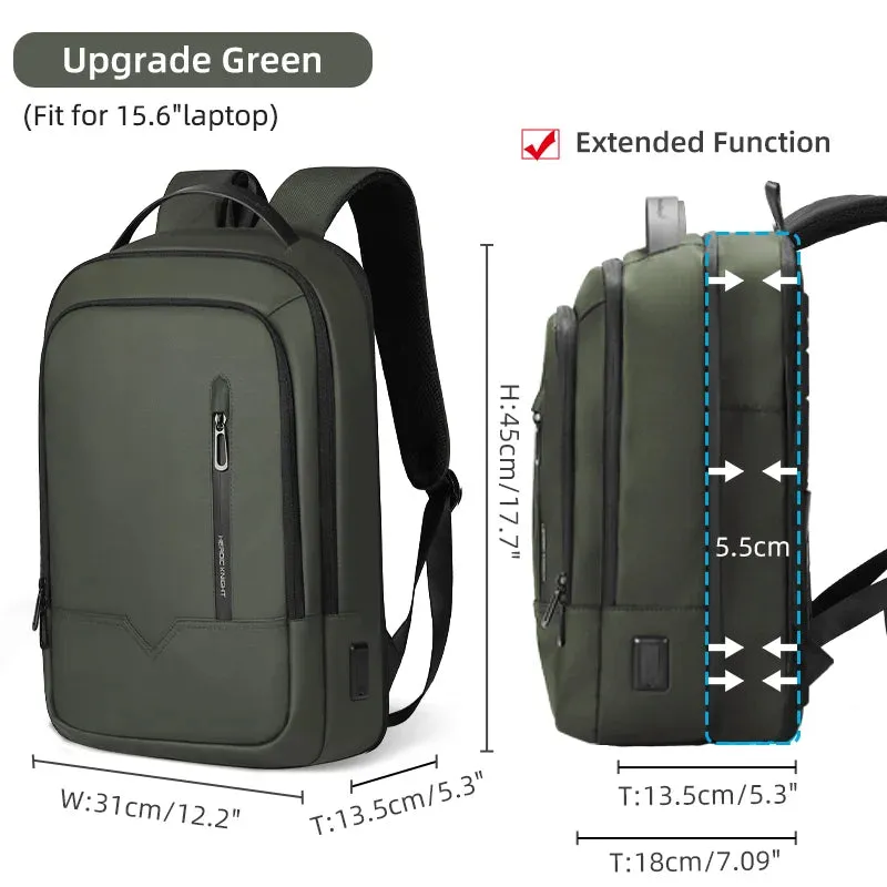 HEROIC KNIGHT 8228TB Expandable Laptop Bag & Business Backpack with USB Charger