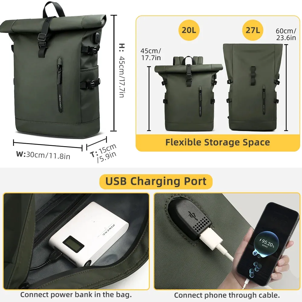 HEROIC KNIGHT 8448 Expandable Laptop Bag & Business Backpack with USB Charger