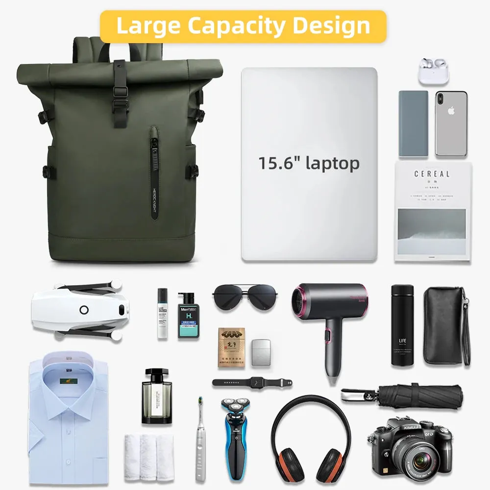 HEROIC KNIGHT 8448 Expandable Laptop Bag & Business Backpack with USB Charger