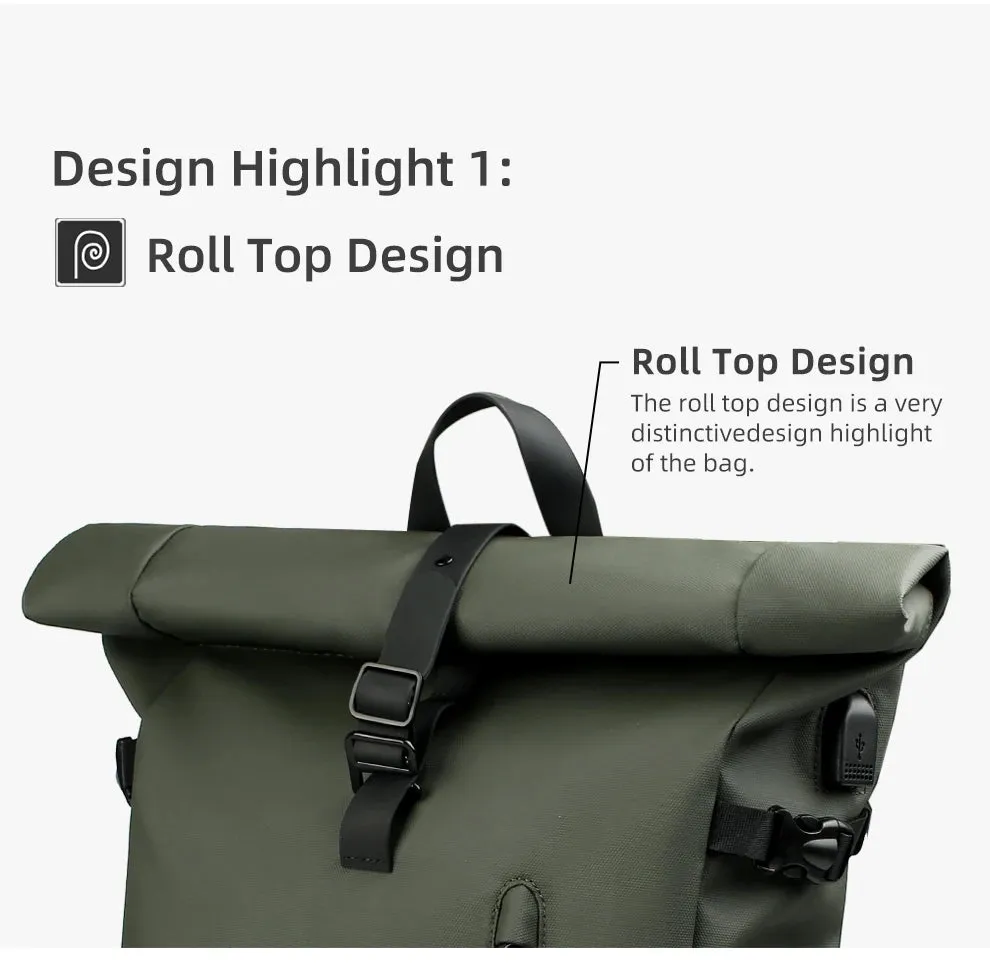 HEROIC KNIGHT 8448 Expandable Laptop Bag & Business Backpack with USB Charger