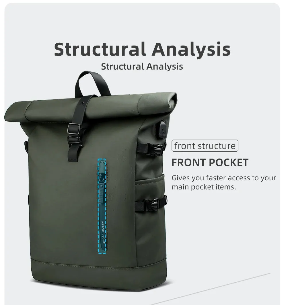 HEROIC KNIGHT 8448 Expandable Laptop Bag & Business Backpack with USB Charger