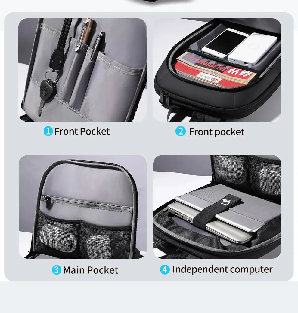 HEROIC KNIGHT 8787 Expandable Laptop Bag & Business Backpack with USB Charger