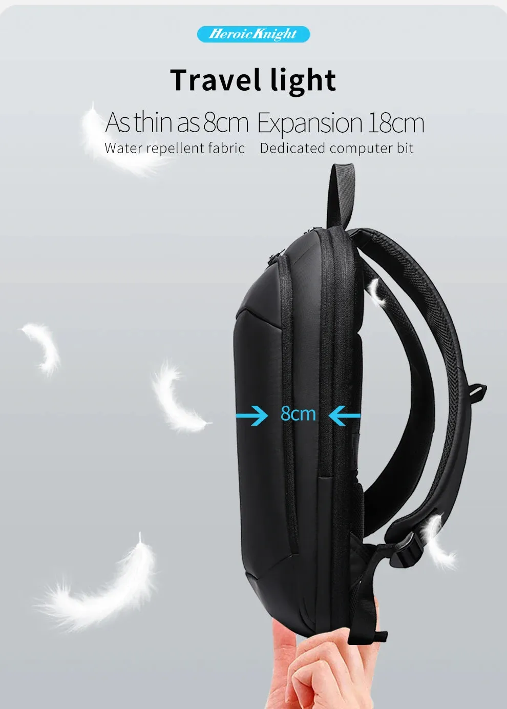 HEROIC KNIGHT 8787XB Expandable Laptop Bag & Business Backpack