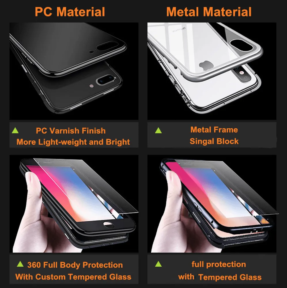 iPhone Magnetic Adsorption Case With Tempered Glass