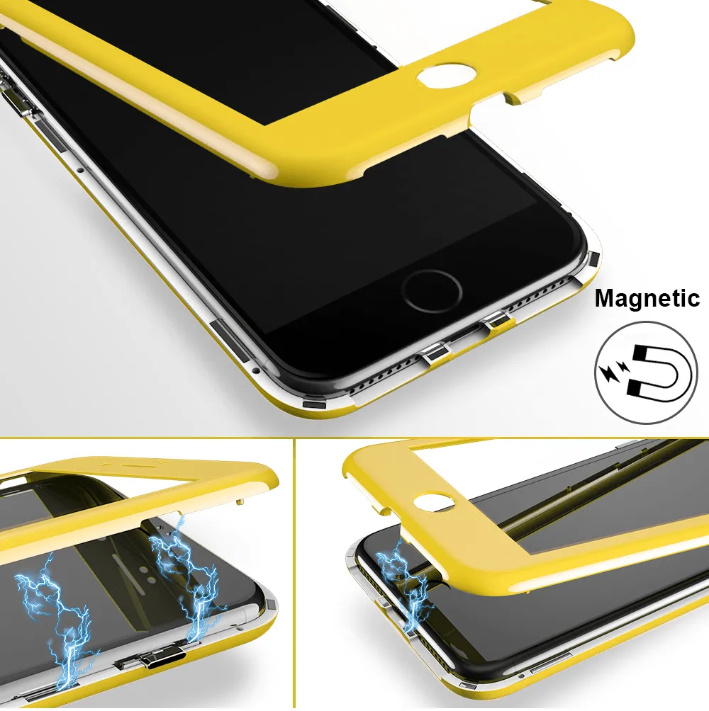 iPhone Magnetic Adsorption Case With Tempered Glass