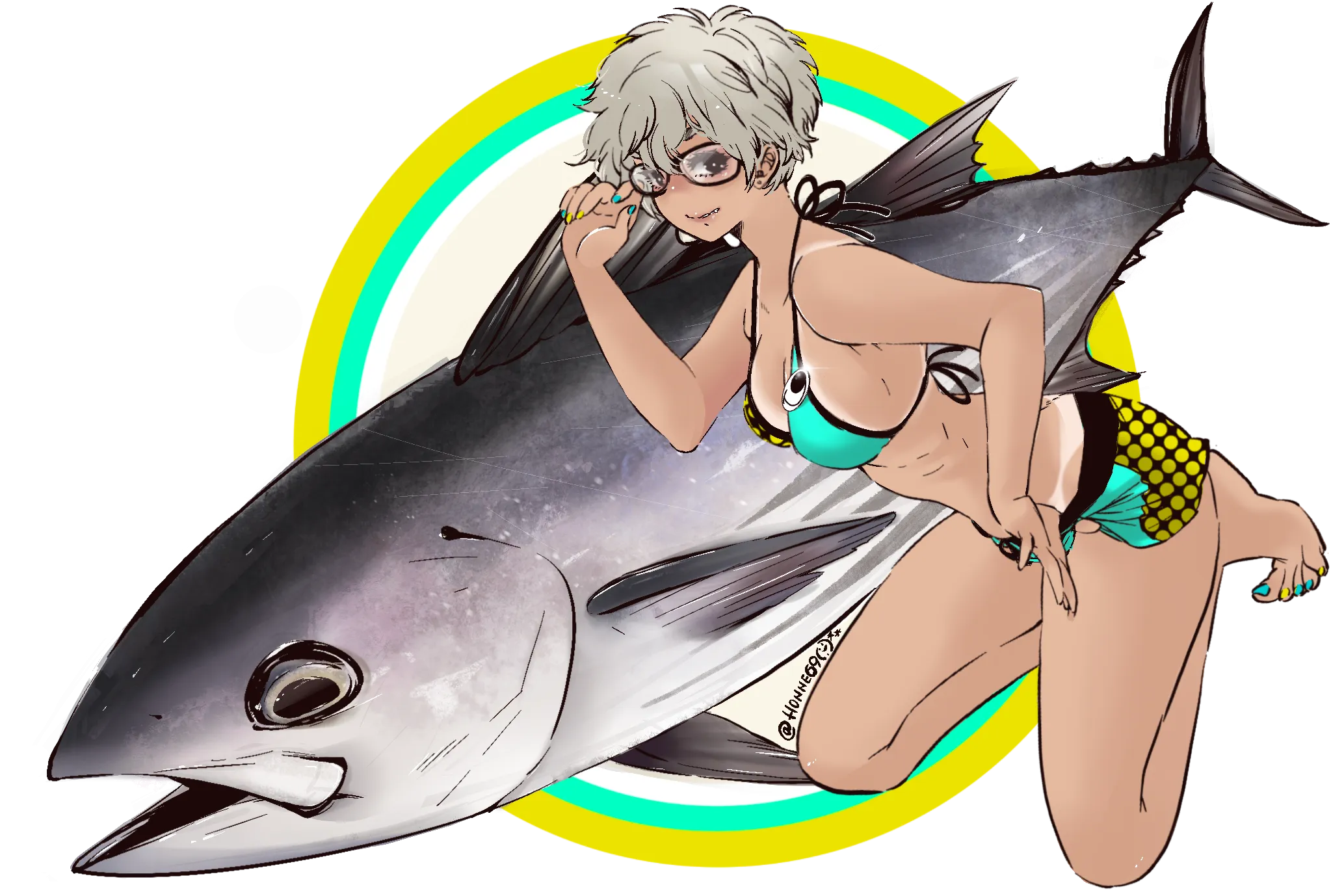 J-Like Fish Art Sticker