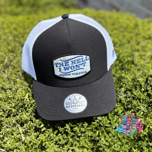John Wayne White/Black 5 panel Trucker Cap OSFA