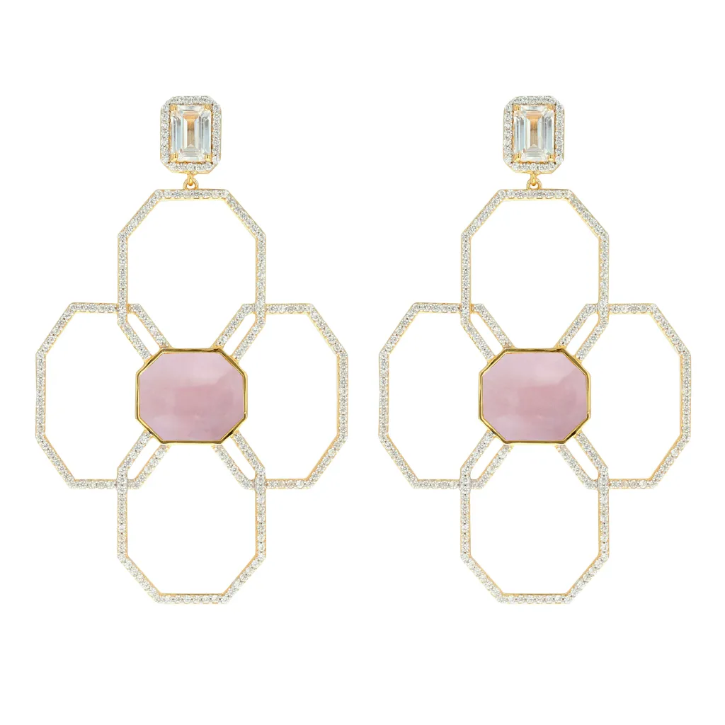Juno Flora Earring - Pink Opal