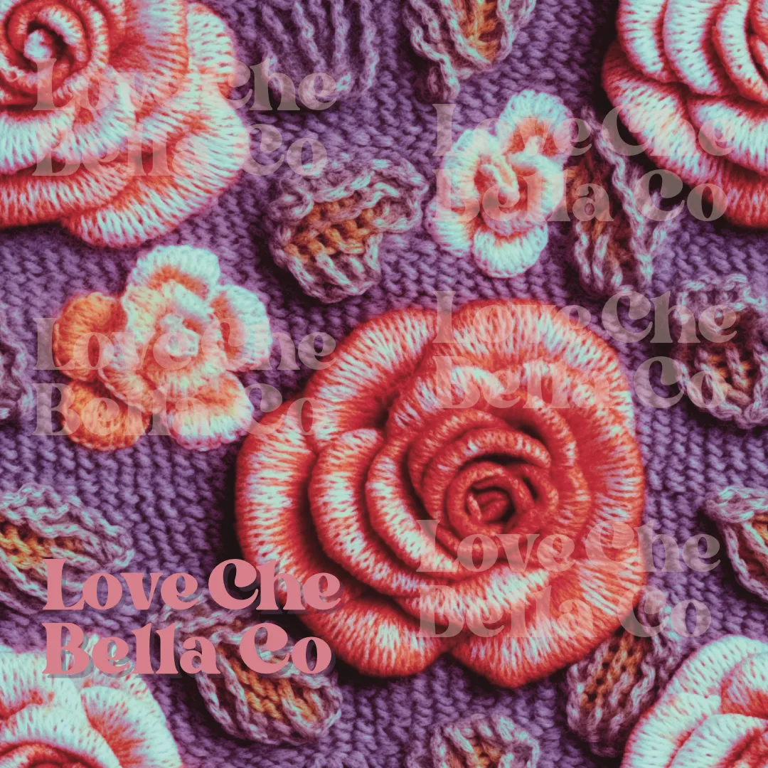 Knit roses - SEAMLESS