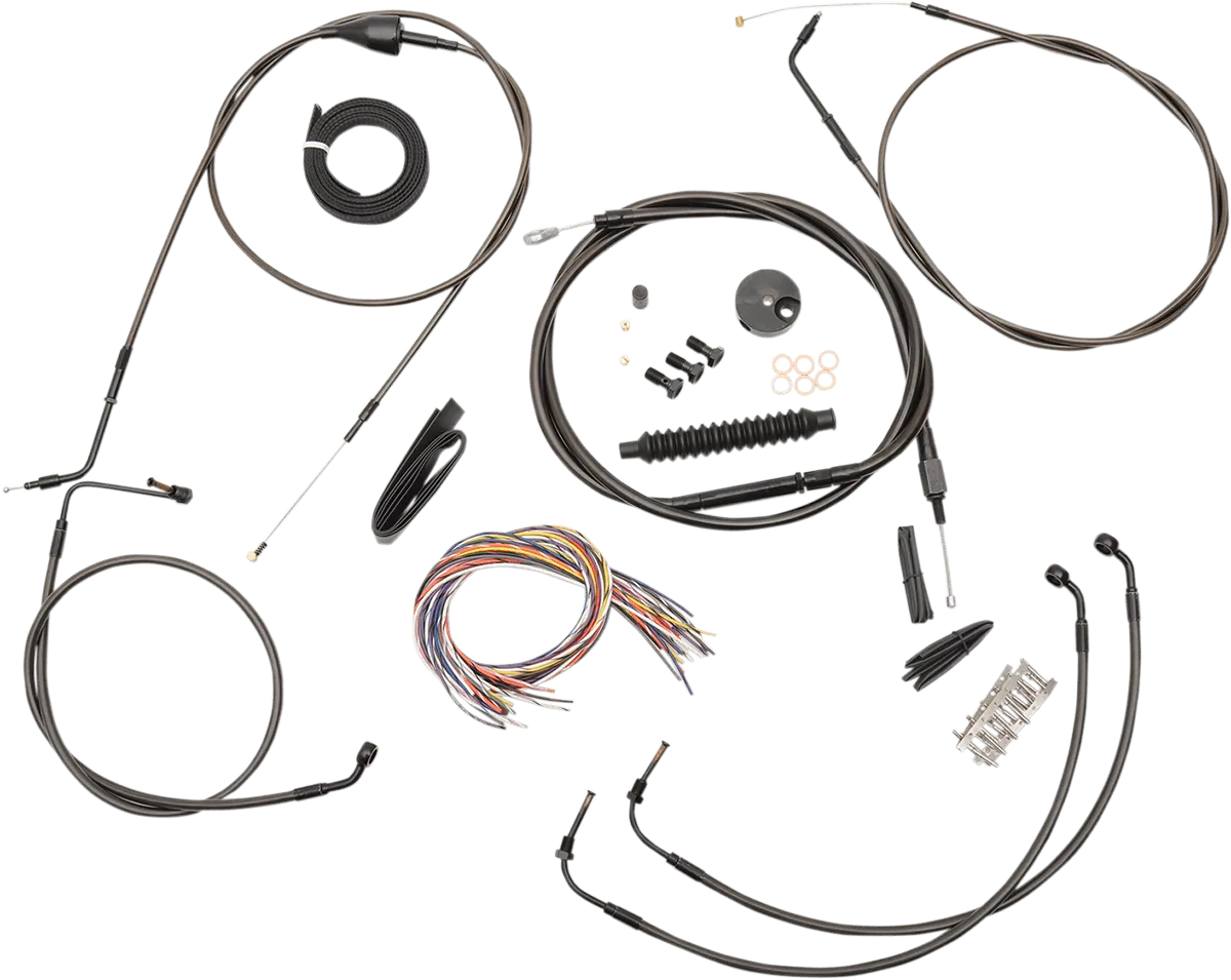 LA Choppers LA-8005KT2B-13M Complete Handlebar Cable and Brake Line Kit - Midnight