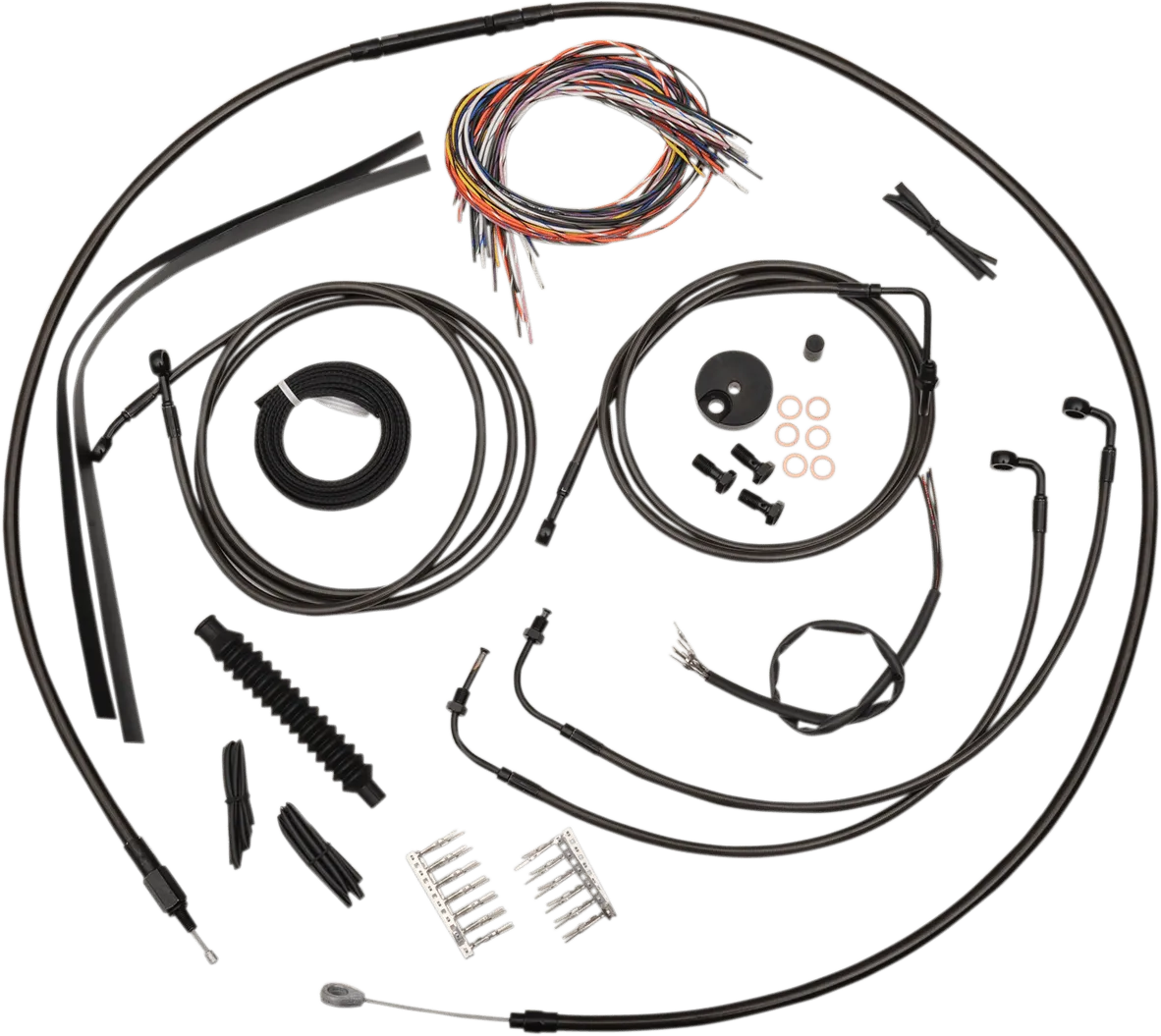 LA Choppers LA-8051KT2-19M Complete Handlebar Cable and Brake Line Kit - Midnight