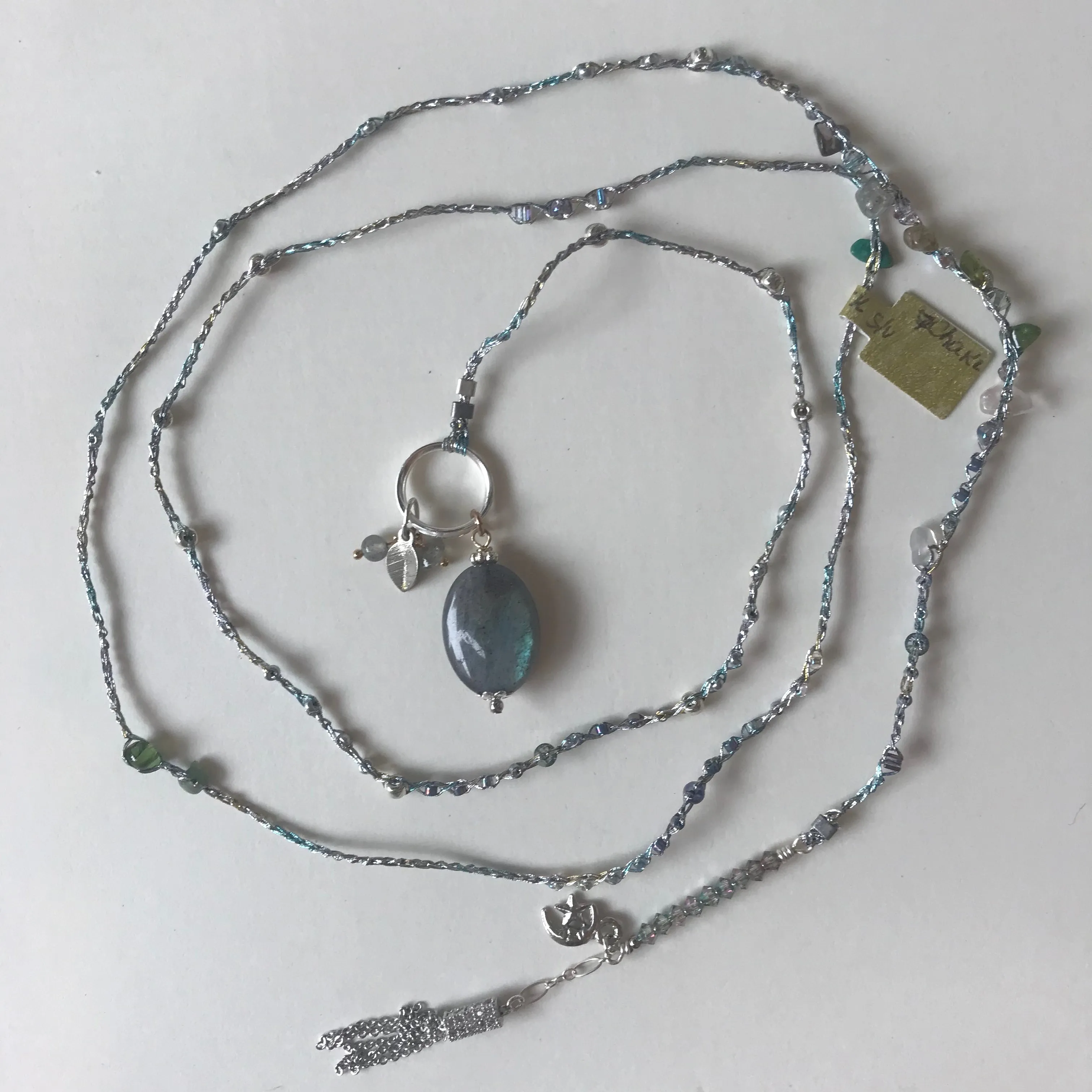 Labradorite Necklace With Silver Tassel