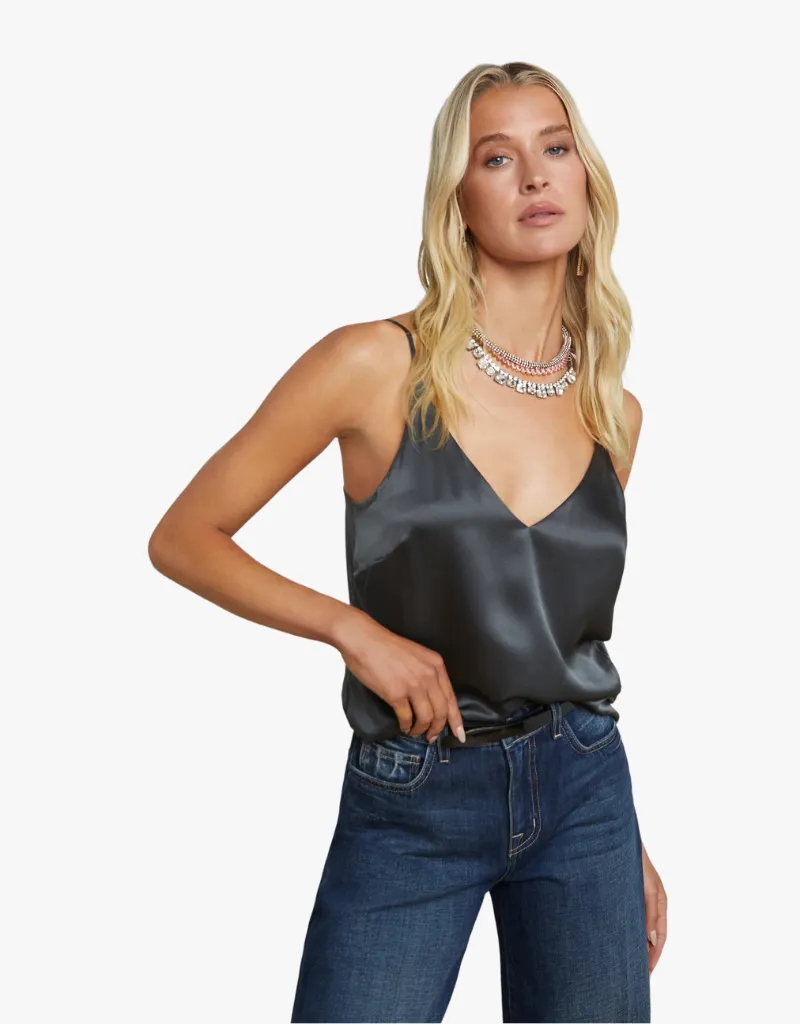 L'agence Gabriella Silk Camisole in Dark Shadow
