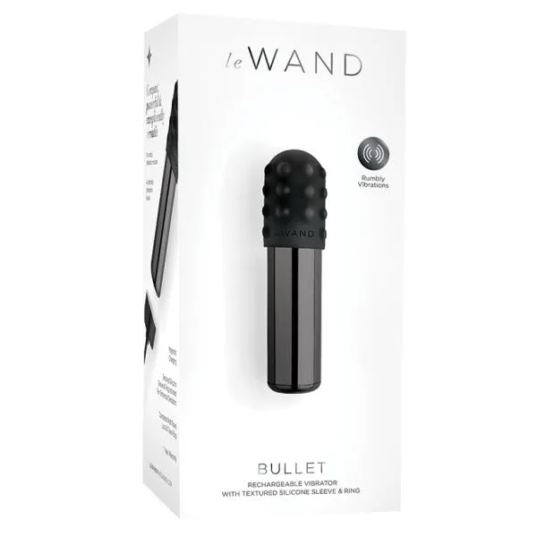 Le Wand Chrome Bullet Rechargeable w/Silicone Textured Ring - Black
