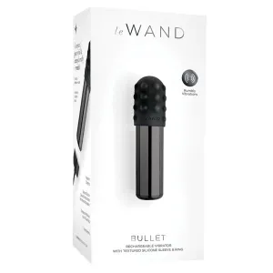 Le Wand Chrome Bullet Rechargeable w/Silicone Textured Ring - Black
