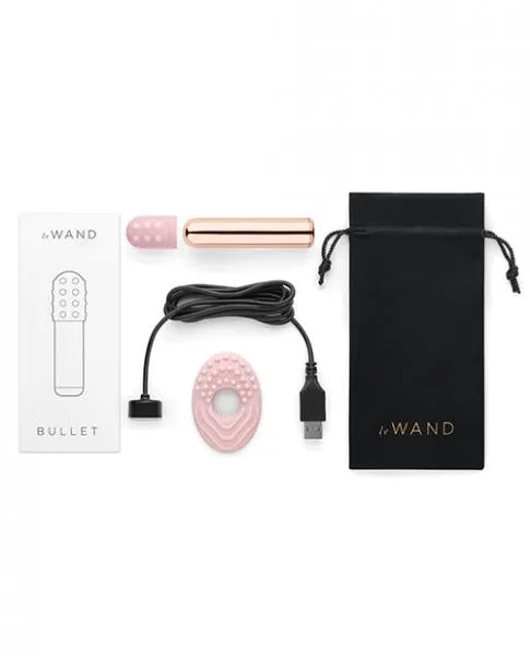 Le Wand Chrome Bullet Rechargeable w/Silicone Textured Ring - Rose Gold