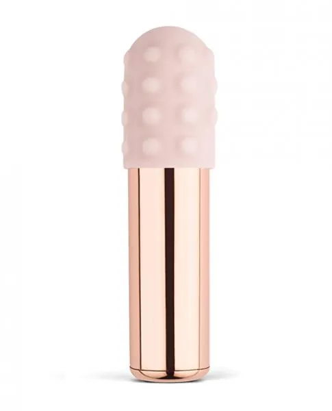 Le Wand Chrome Bullet Rechargeable w/Silicone Textured Ring - Rose Gold