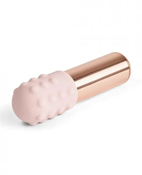 Le Wand Chrome Bullet Rechargeable w/Silicone Textured Ring - Rose Gold