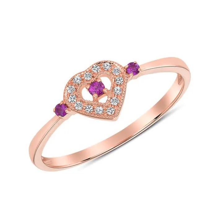 Little Heart Ruby Diamond Ring