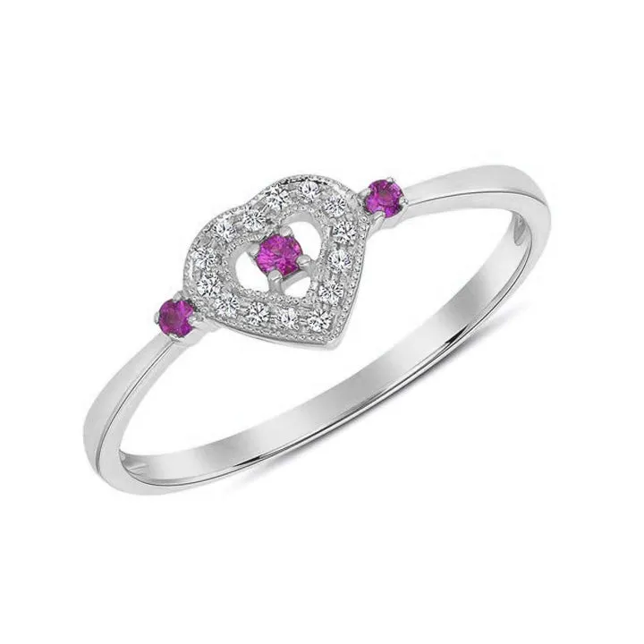 Little Heart Ruby Diamond Ring