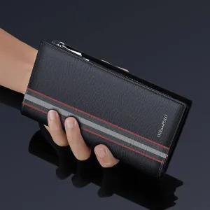 Long Leather Men's Wallet with Multi-Card Holder & Phone Pocket