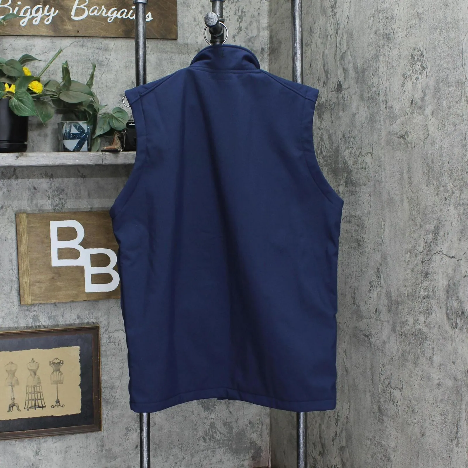 Lucchese Mens Fleece Lined Water Resistant Embroidered Logo Vest Navy Blue XL