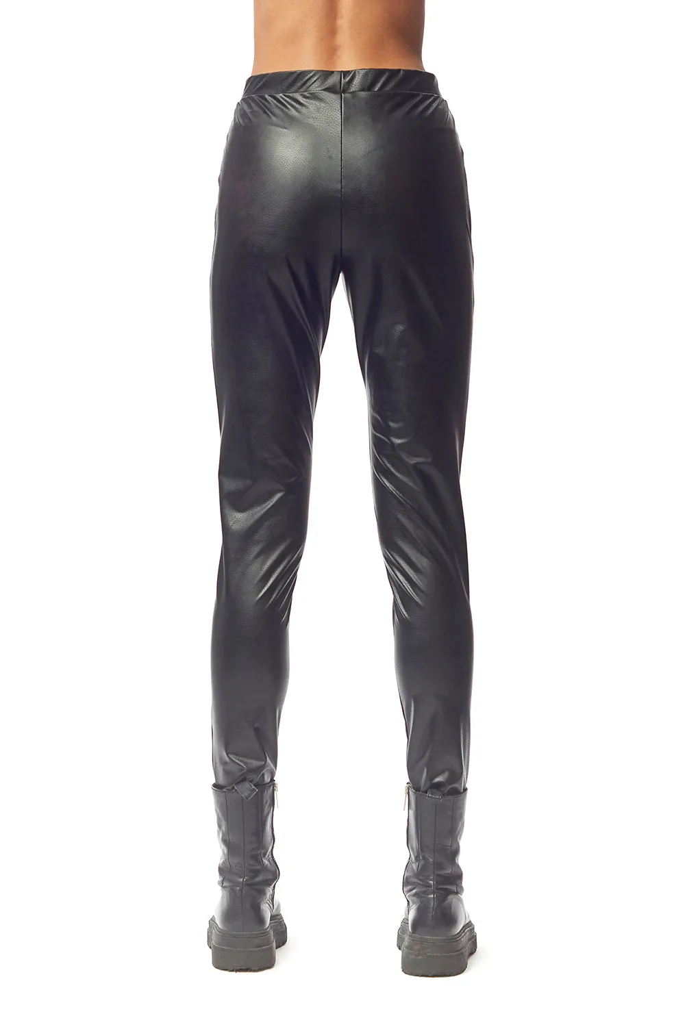 Luciana Basic Legging Black Matte Leatherette