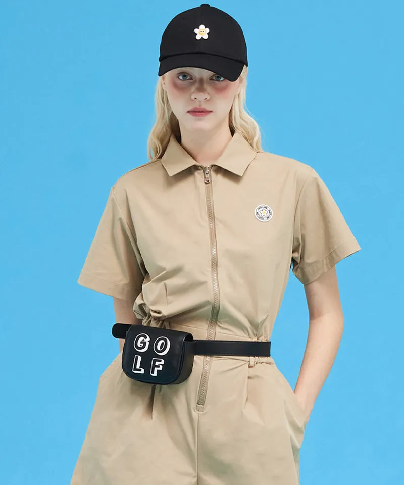 MACKY Golf: Safari Zip-Up Jumpsuit - Beige