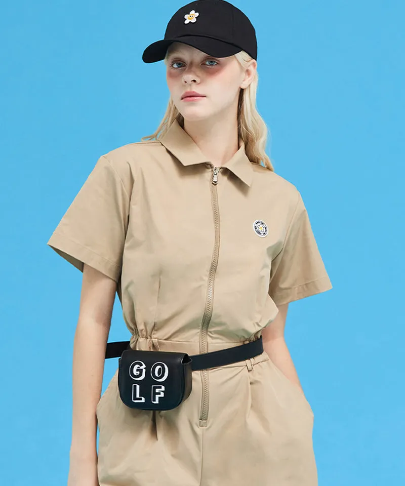 MACKY Golf: Safari Zip-Up Jumpsuit - Beige